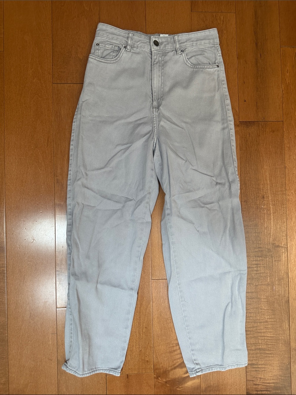 Light Gray High-Waist Straight Leg Jeans